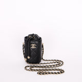 Chanel Mini Drawstring Bucket Bag Black Lambskin 2022 CGHW