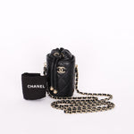 Chanel Mini Drawstring Bucket Bag Black Lambskin 2022 CGHW