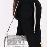 Fendi Zucca Sequin Baguette Bag Silver Metallic