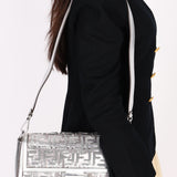 Fendi Zucca Sequin Baguette Bag Silver Metallic