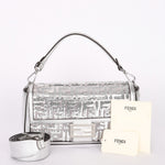 Fendi Zucca Sequin Baguette Bag Silver Metallic