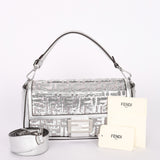 Fendi Zucca Sequin Baguette Bag Silver Metallic