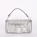 Fendi Zucca Sequin Baguette Bag Silver Metallic