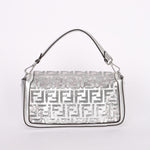 Fendi Zucca Sequin Baguette Bag Silver Metallic