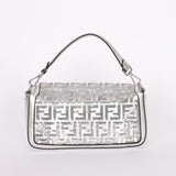 Fendi Zucca Sequin Baguette Bag Silver Metallic