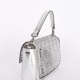 Fendi Zucca Sequin Baguette Bag Silver Metallic