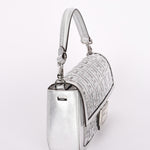 Fendi Zucca Sequin Baguette Bag Silver Metallic