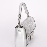 Fendi Zucca Sequin Baguette Bag Silver Metallic