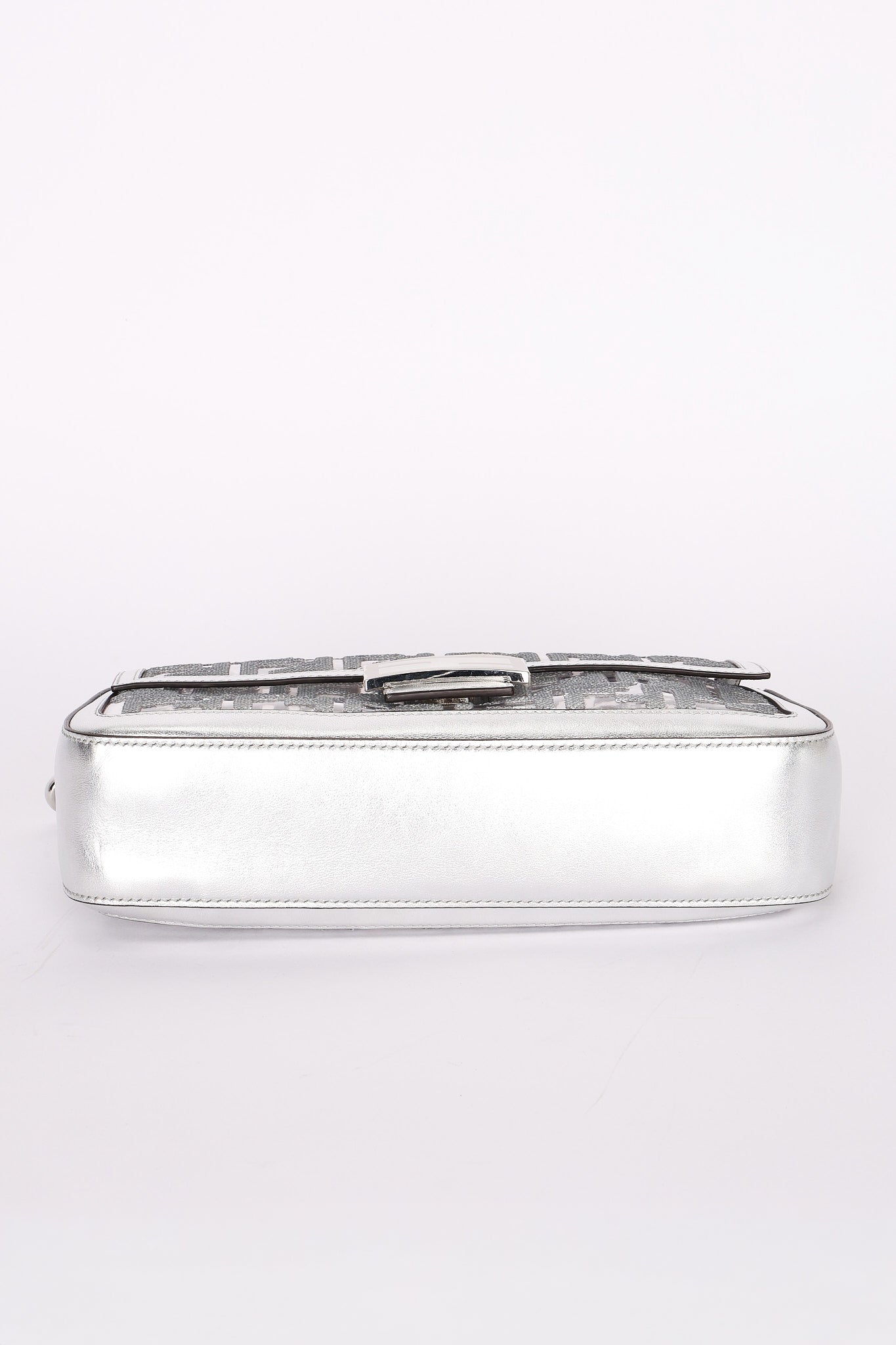 Fendi Zucca Sequin Baguette Bag Silver Metallic