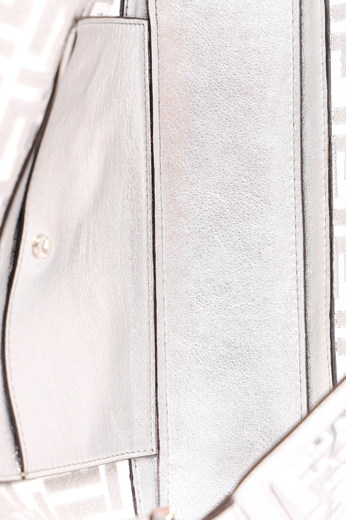 Fendi Zucca Sequin Baguette Bag Silver Metallic