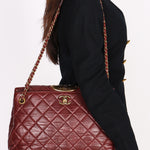 Chanel Front Turnlock Shoulder Bag Bordeaux Calfskin AGHW