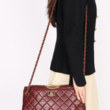 Chanel Front Turnlock Shoulder Bag Bordeaux Calfskin AGHW