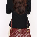 Chanel Front Turnlock Shoulder Bag Bordeaux Calfskin AGHW