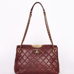 Chanel Front Turnlock Shoulder Bag Bordeaux Calfskin AGHW