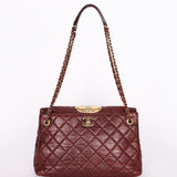 Chanel Front Turnlock Shoulder Bag Bordeaux Calfskin AGHW