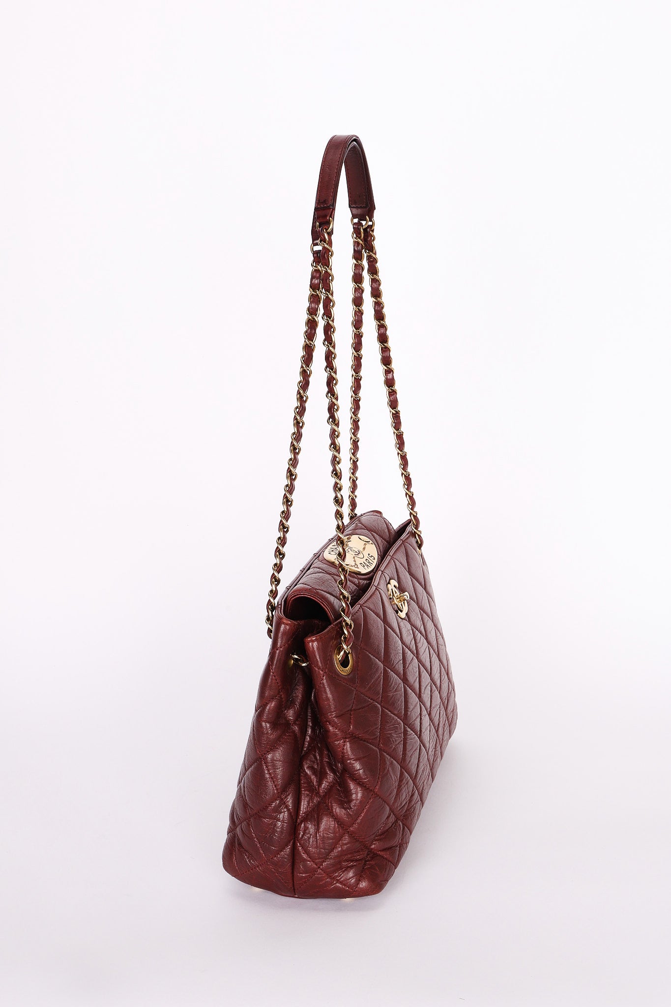 Chanel Front Turnlock Shoulder Bag Bordeaux Calfskin AGHW