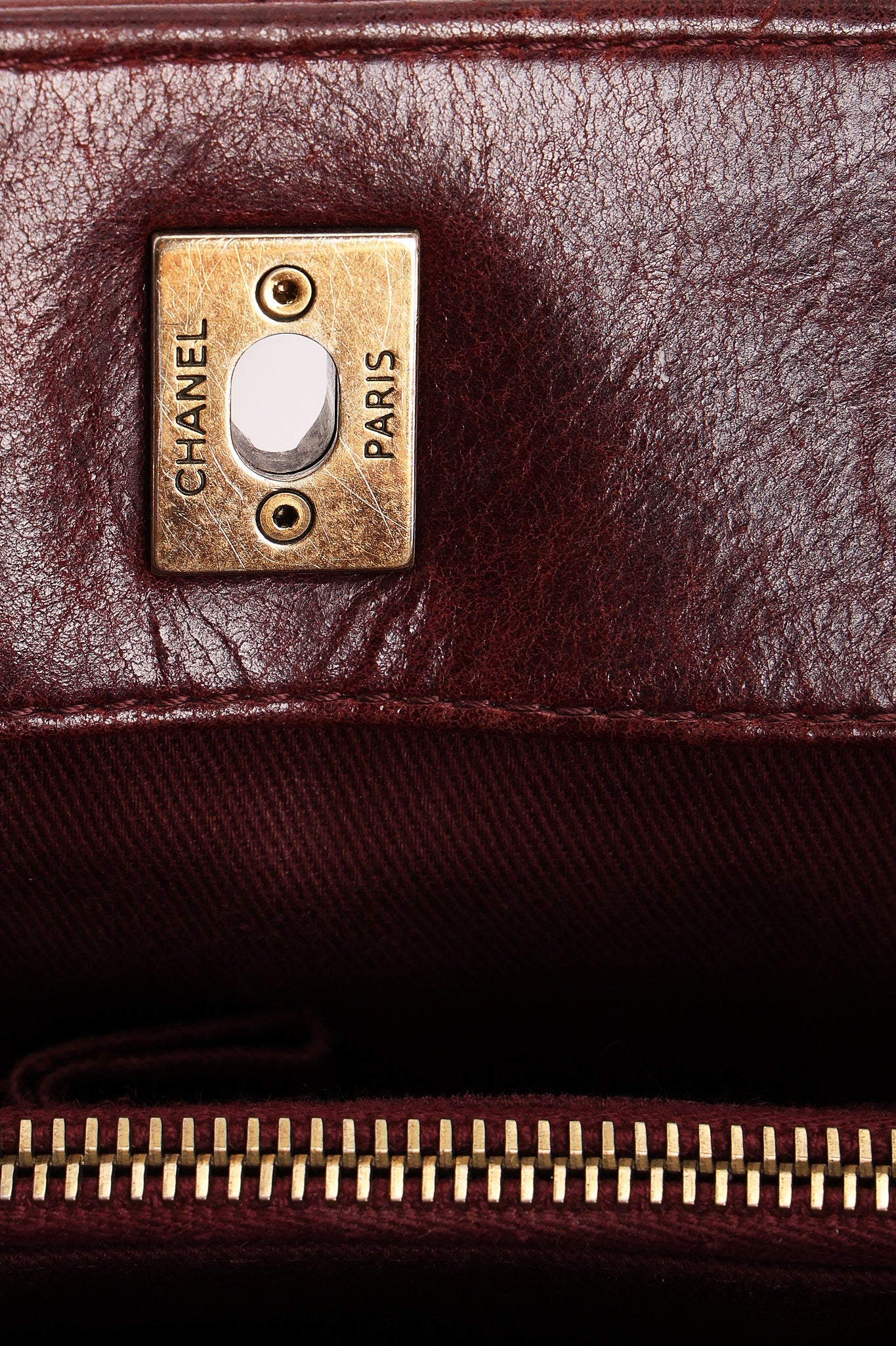 Chanel Front Turnlock Shoulder Bag Bordeaux Calfskin AGHW