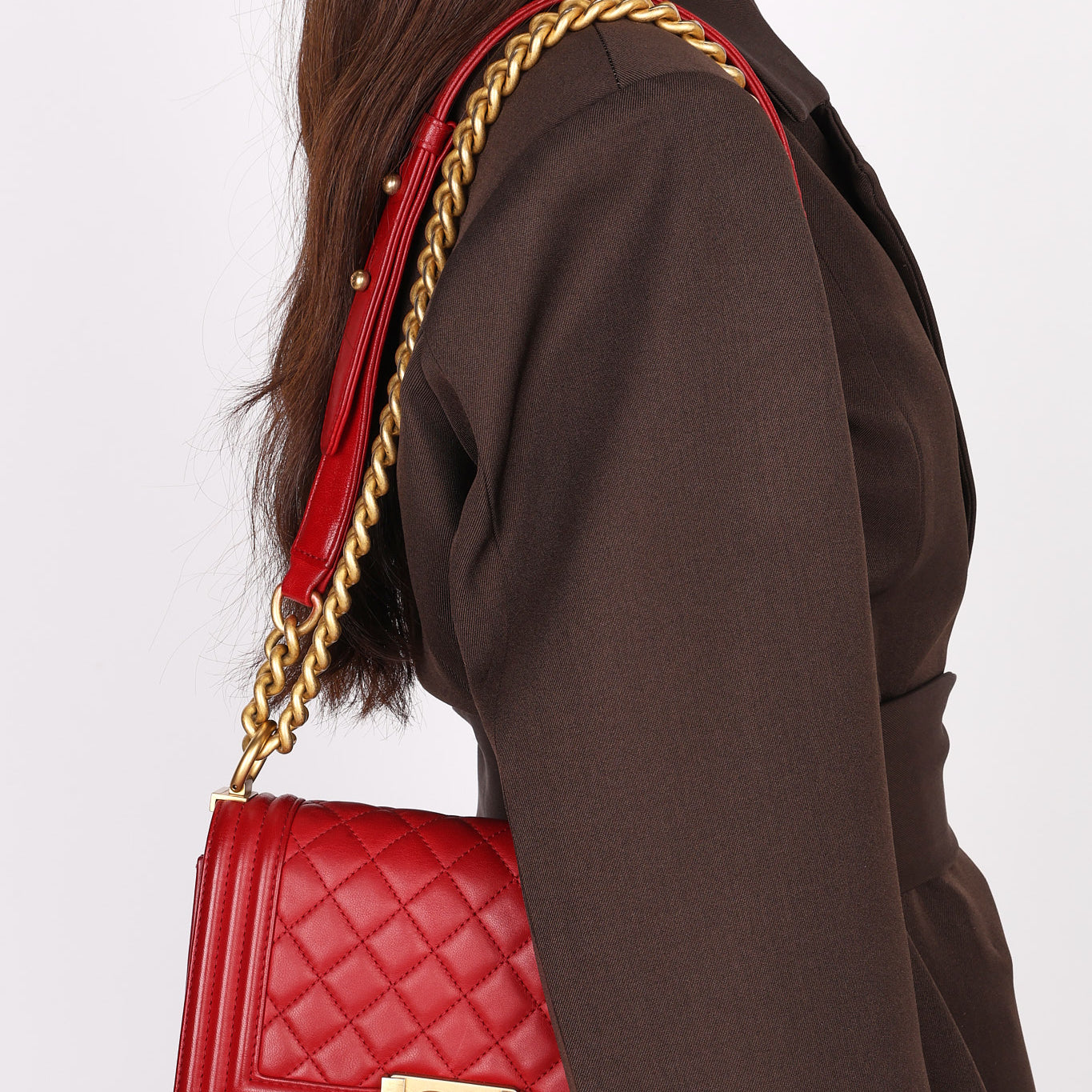 Chanel Small Boy Bag Red Lambskin AGHW