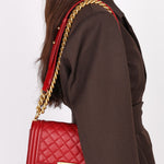 Chanel Small Boy Bag Red Lambskin AGHW