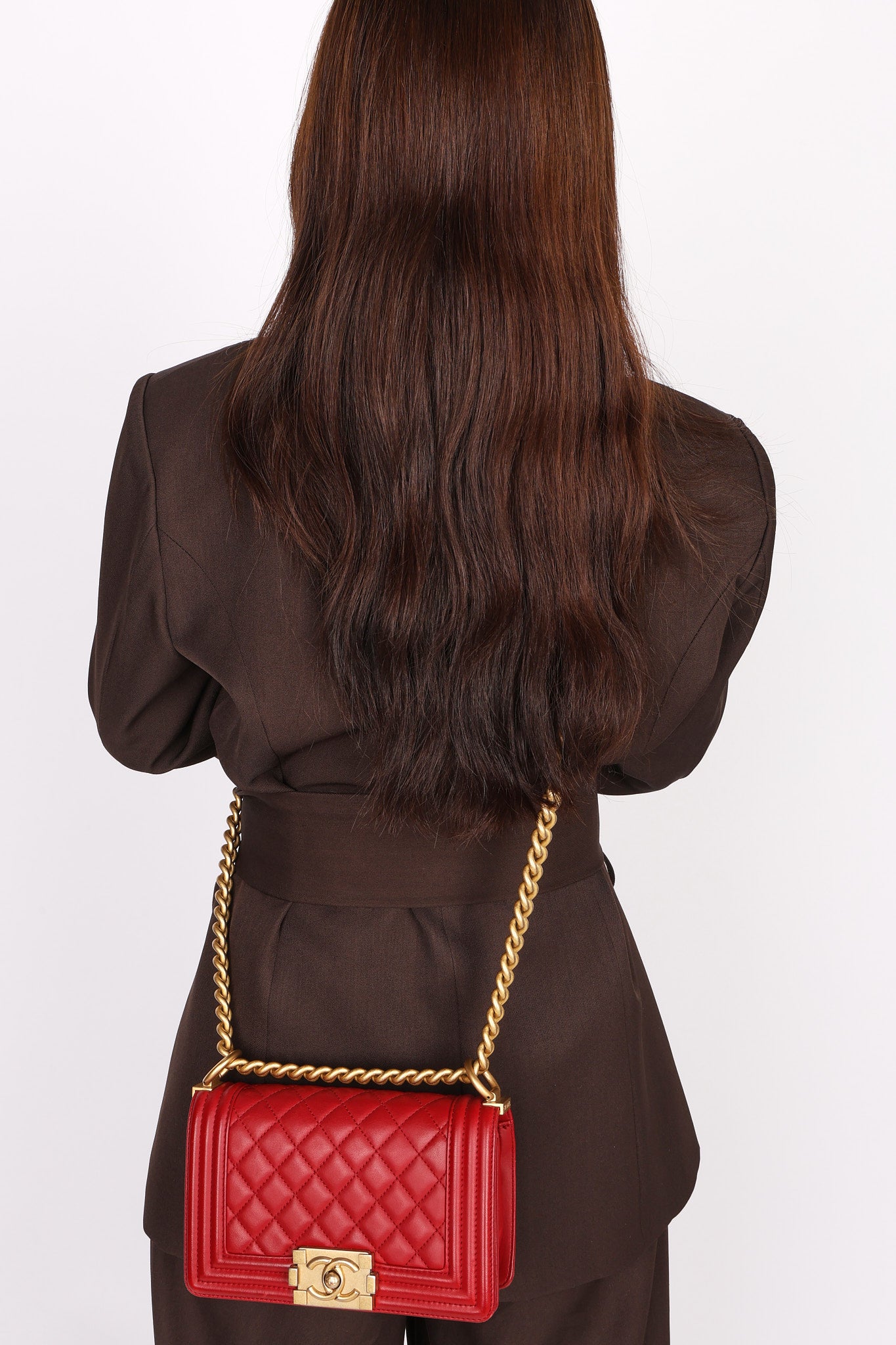 Chanel Small Boy Bag Red Lambskin AGHW