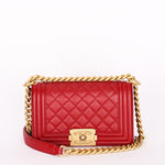 Chanel Small Boy Bag Red Lambskin AGHW