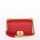 Chanel Small Boy Bag Red Lambskin AGHW