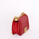 Chanel Small Boy Bag Red Lambskin AGHW
