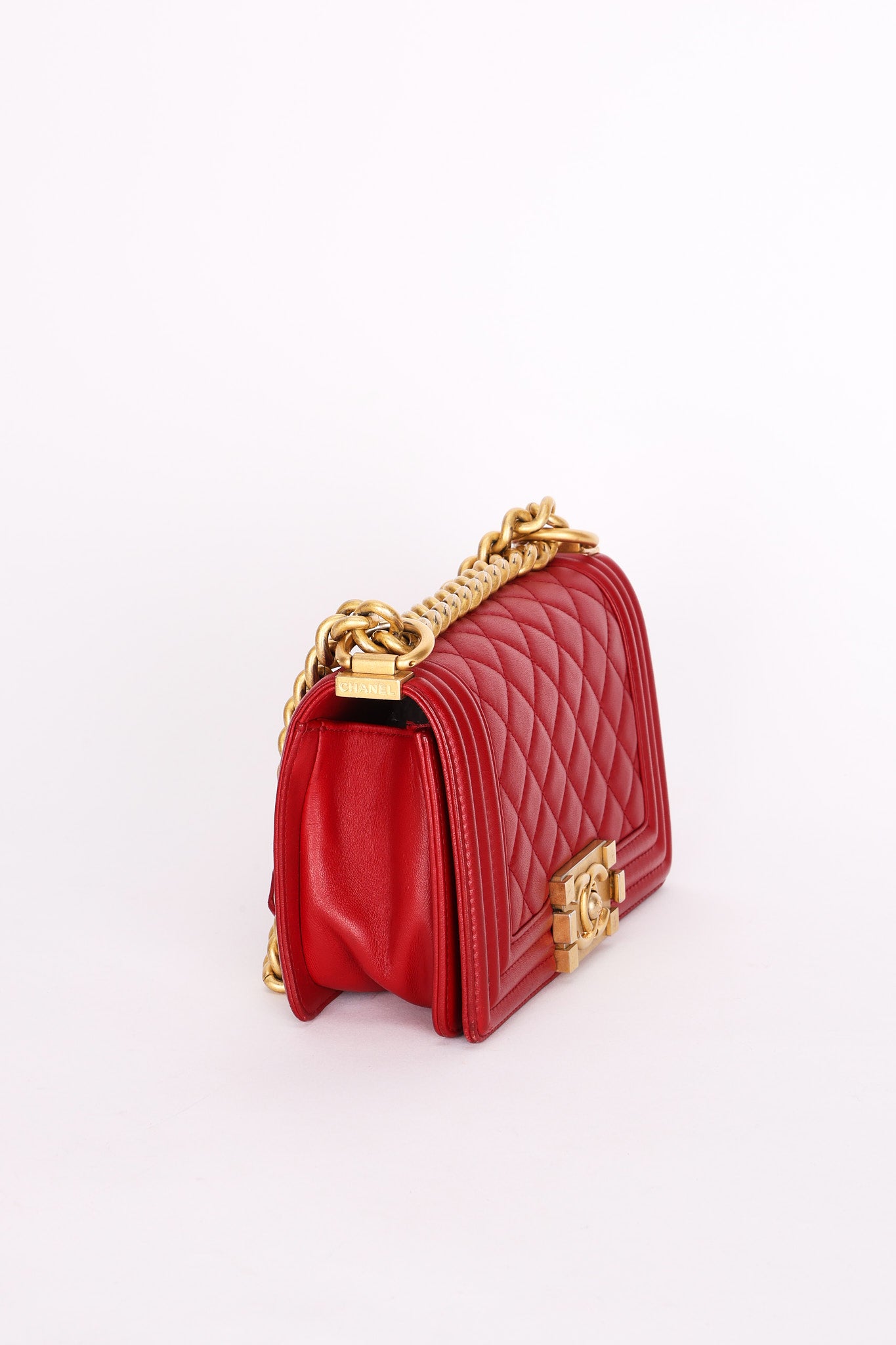 Chanel Small Boy Bag Red Lambskin AGHW