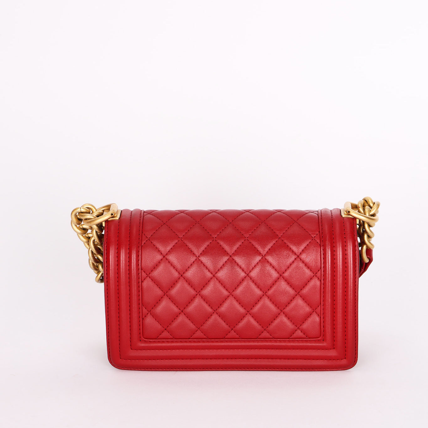 Chanel Small Boy Bag Red Lambskin AGHW