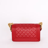 Chanel Small Boy Bag Red Lambskin AGHW