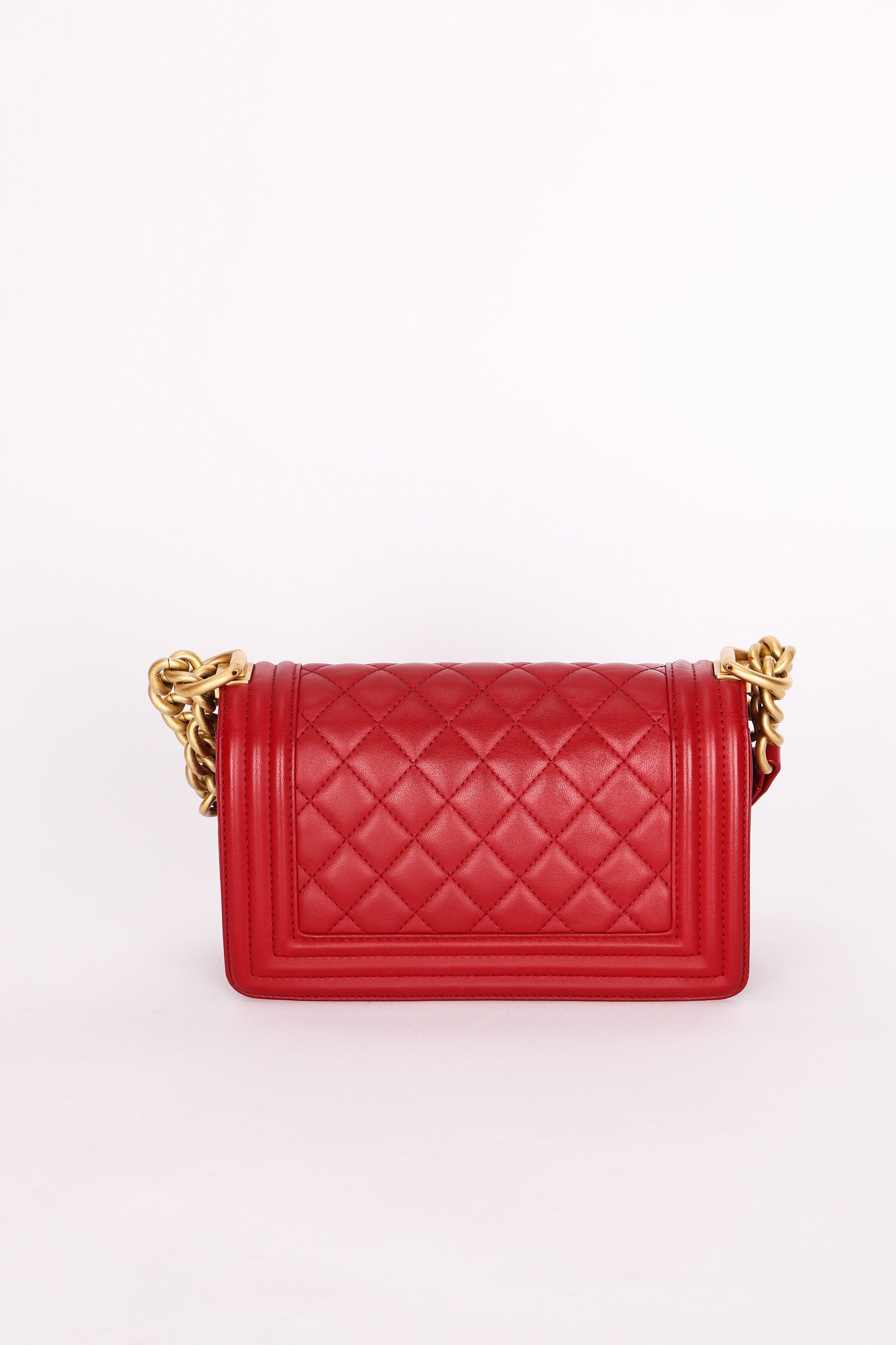 Chanel Small Boy Bag Red Lambskin AGHW