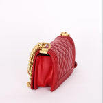 Chanel Small Boy Bag Red Lambskin AGHW