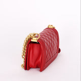 Chanel Small Boy Bag Red Lambskin AGHW