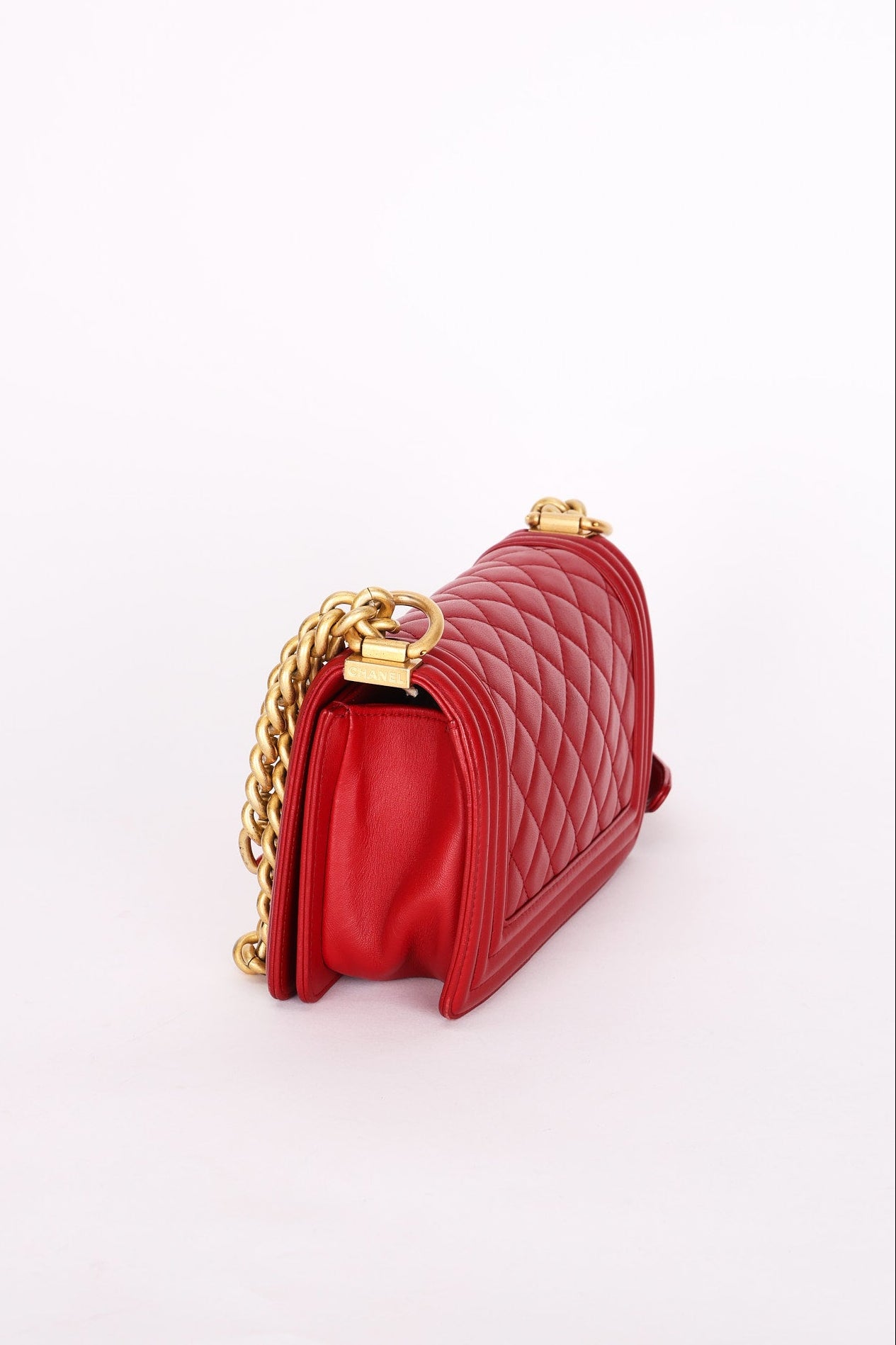 Chanel Small Boy Bag Red Lambskin AGHW
