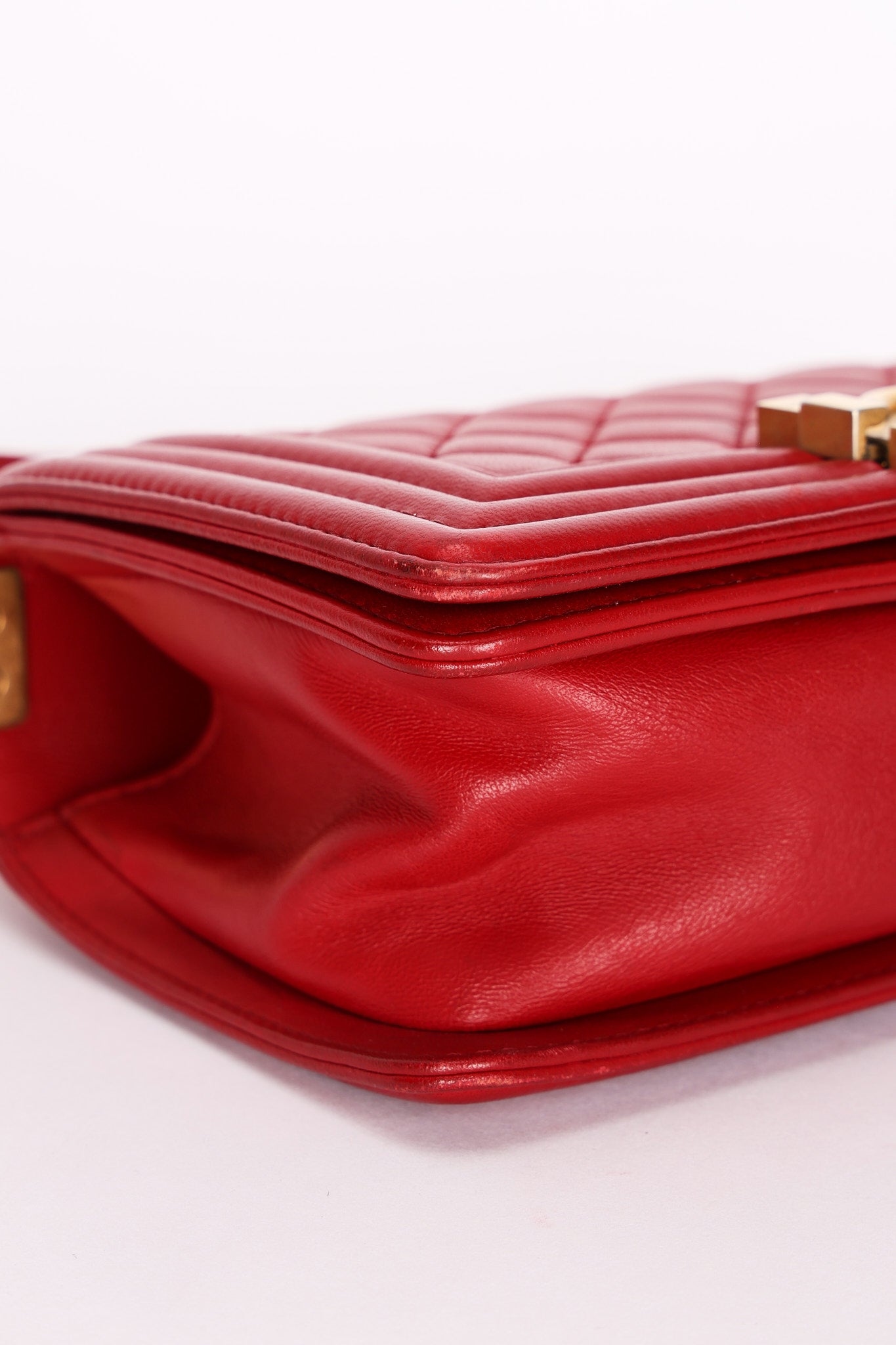Chanel Small Boy Bag Red Lambskin AGHW