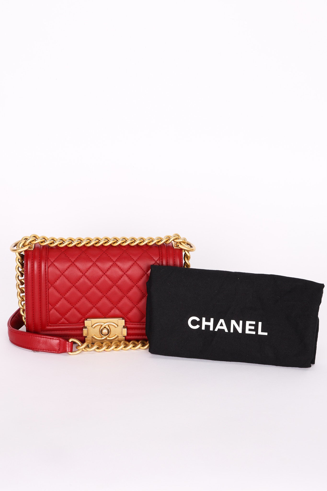 Chanel Lambskin Red Boy Bag
