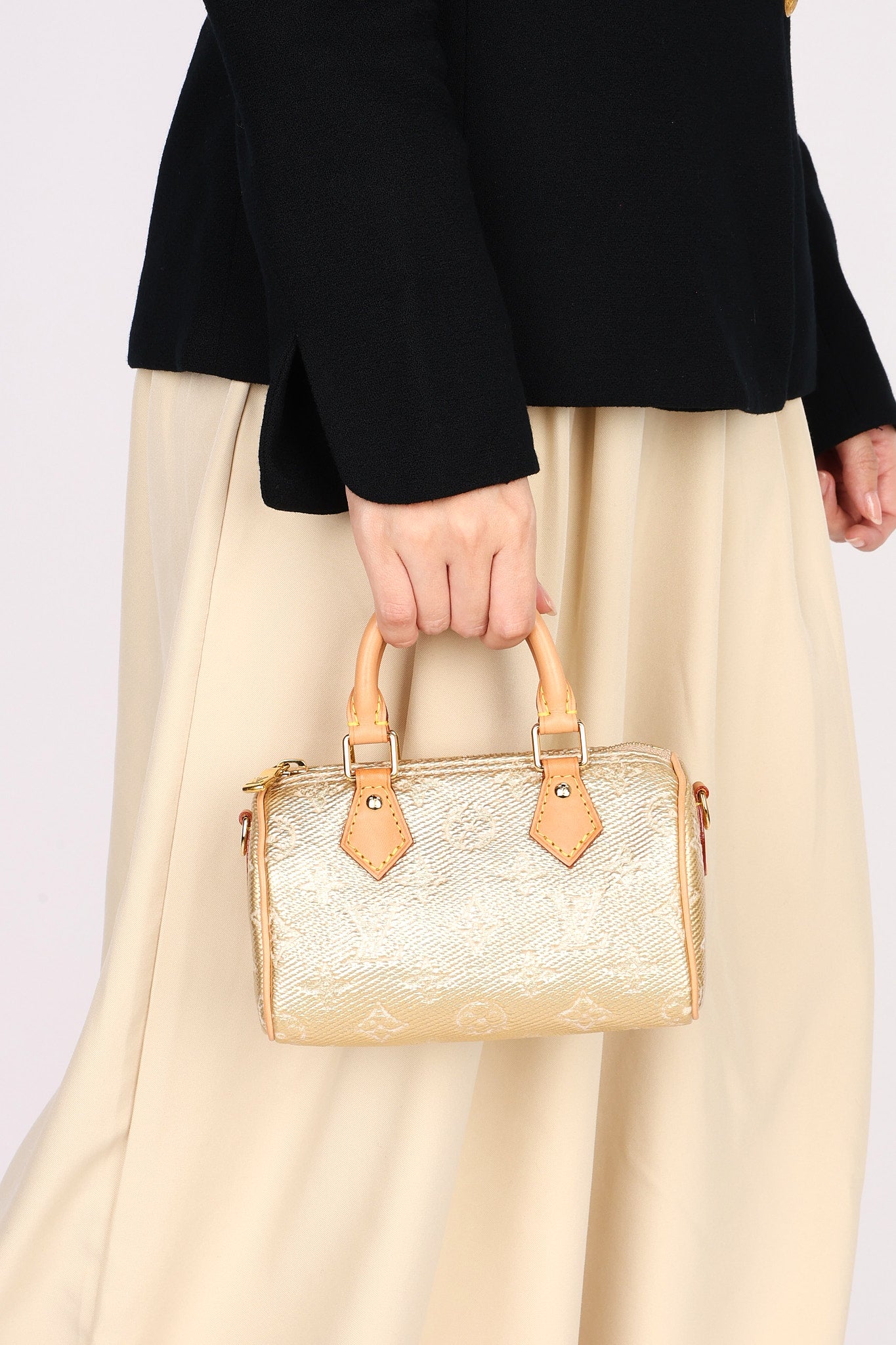Louis Vuitton Monoglam Speedy Nano Gold