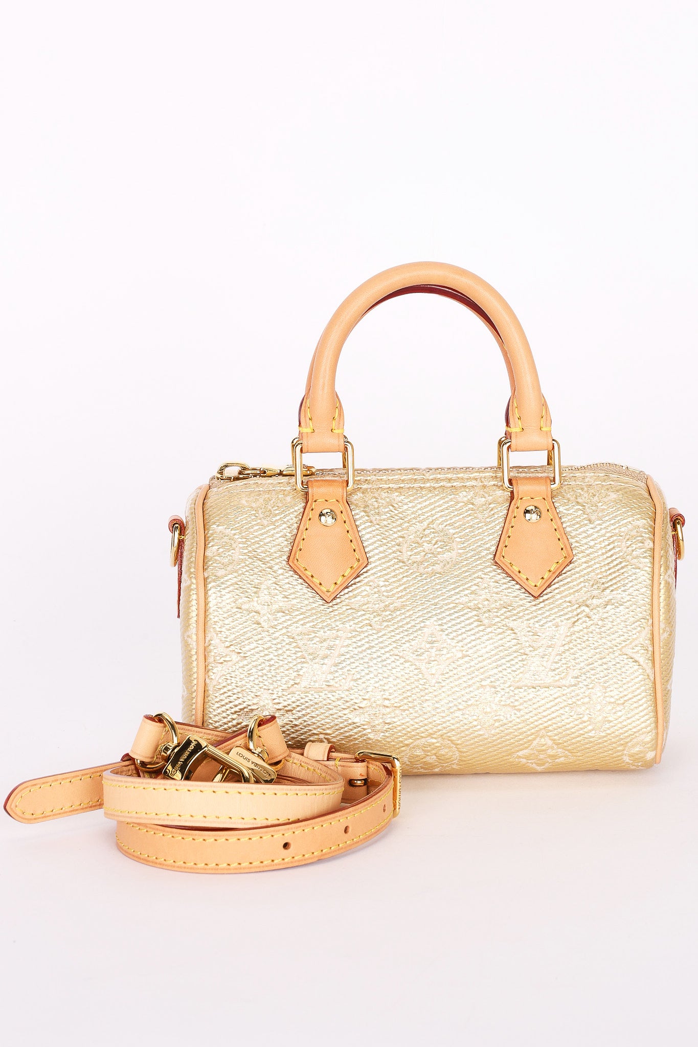 Louis Vuitton Monoglam Speedy Nano Gold