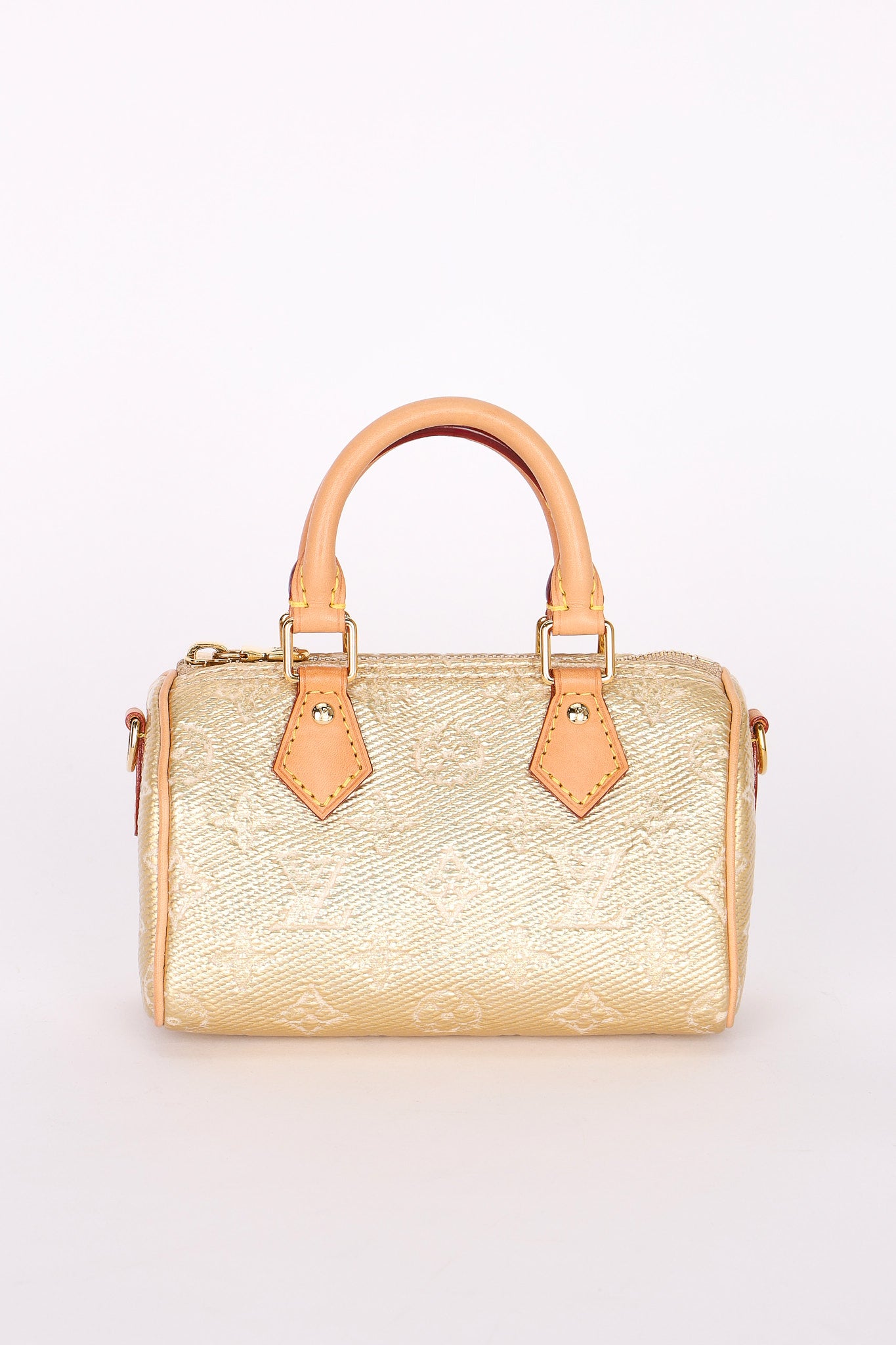 Louis Vuitton Monoglam Speedy Nano Gold