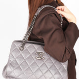 Chanel Small Lady Pearly Tote Gray Crinkled Calfskin 2013 RHW