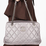Chanel Small Lady Pearly Tote Gray Crinkled Calfskin 2013 RHW