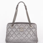 Chanel Shoulder Bag Gray Crinkled Calfskin RHW