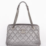 Chanel Shoulder Bag Gray Crinkled Calfskin RHW