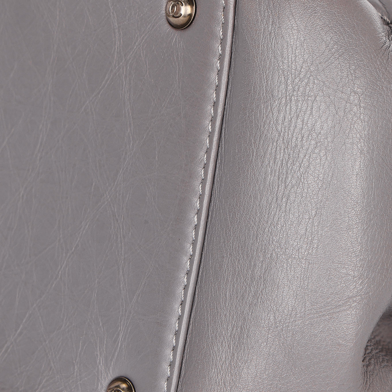 Chanel Shoulder Bag Gray Crinkled Calfskin RHW