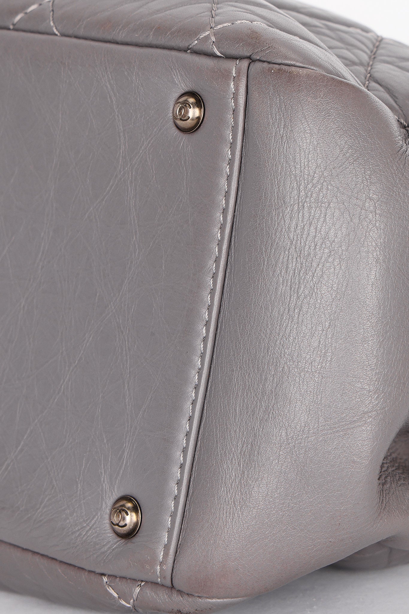 Chanel Shoulder Bag Gray Crinkled Calfskin RHW