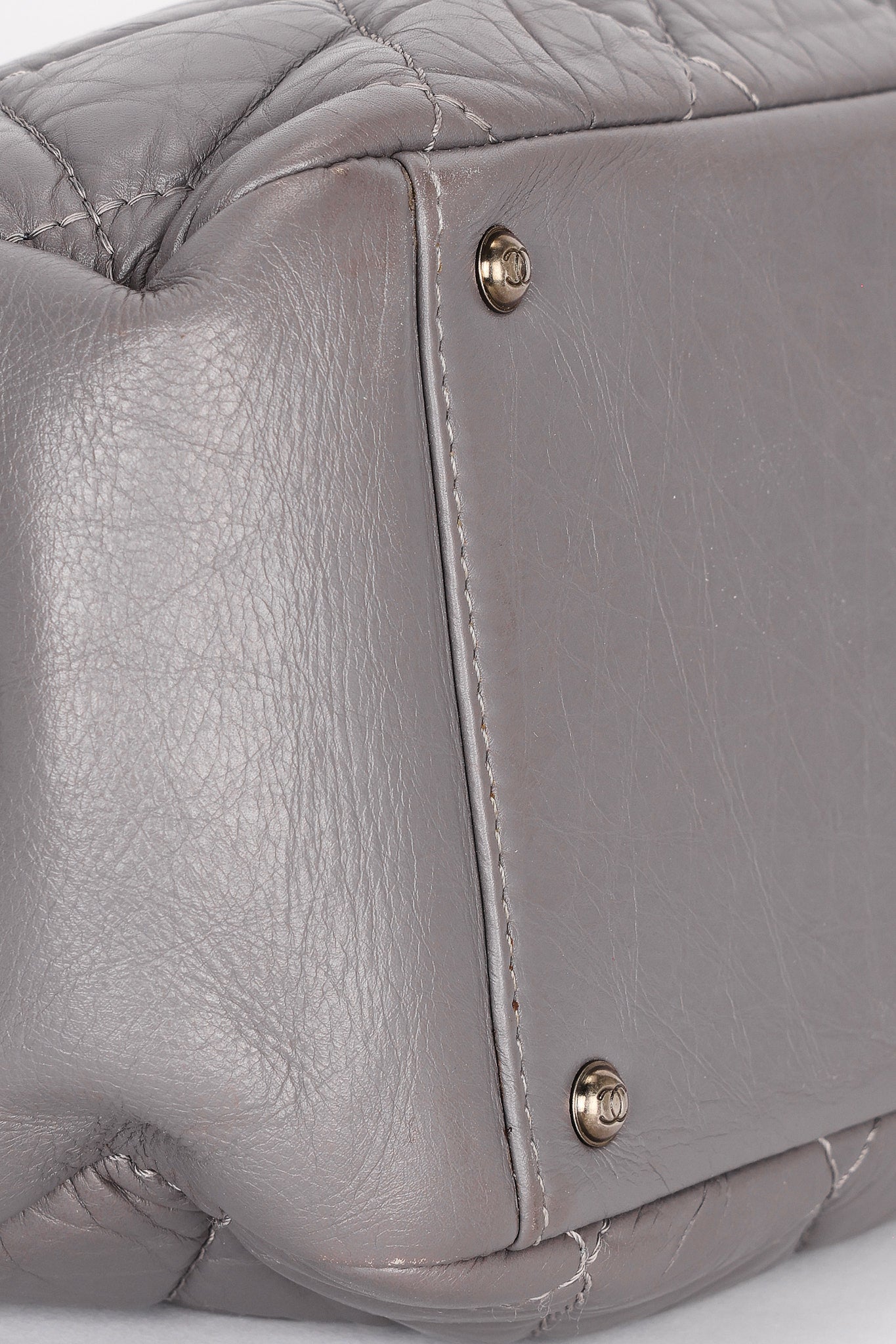 Chanel Shoulder Bag Gray Crinkled Calfskin RHW