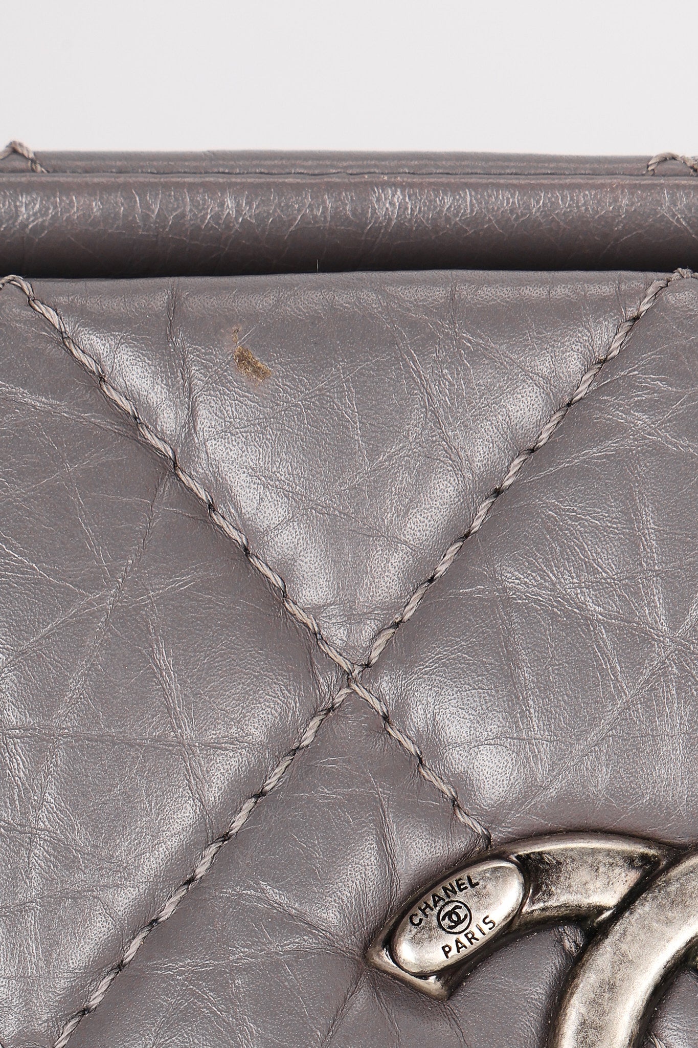 Chanel Shoulder Bag Gray Crinkled Calfskin RHW