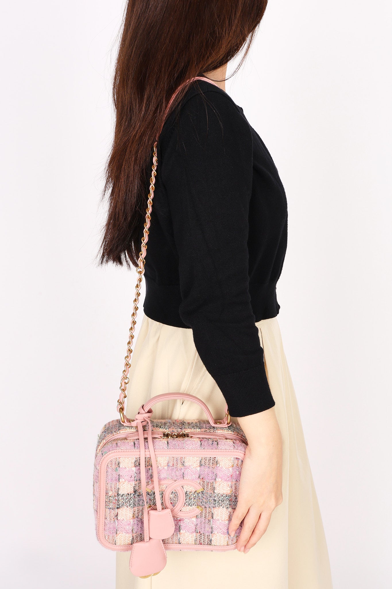 Chanel Medium Tweed Filigree Vanity Case AGHW