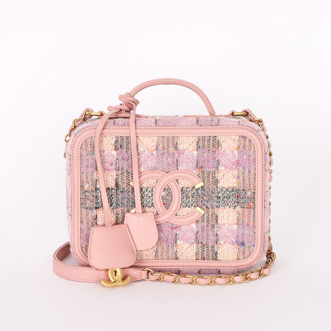Chanel Medium Tweed Filigree Vanity Case AGHW