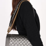 Chanel Medium Boy Bag Crackled Metallic Calfskin AGHW
